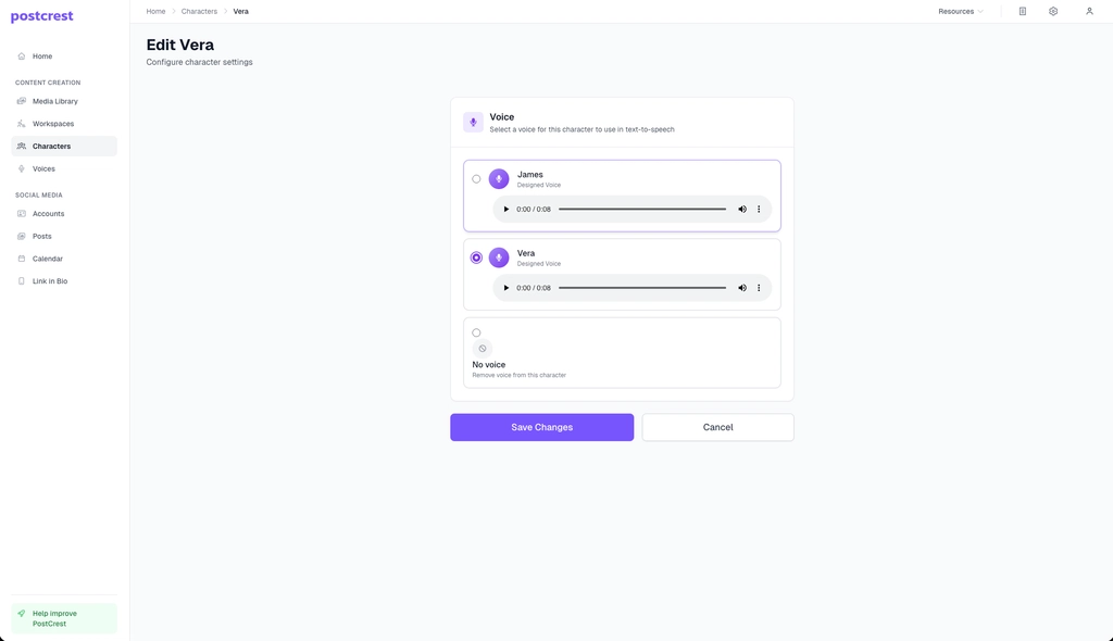 Connecting the selected voice to the AI host character