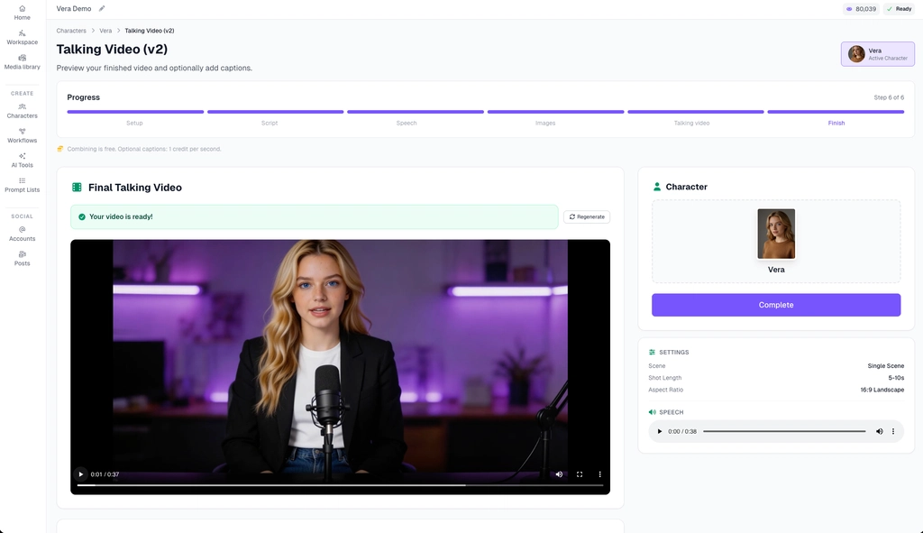 Final render and stitching stage for generating an AI host video