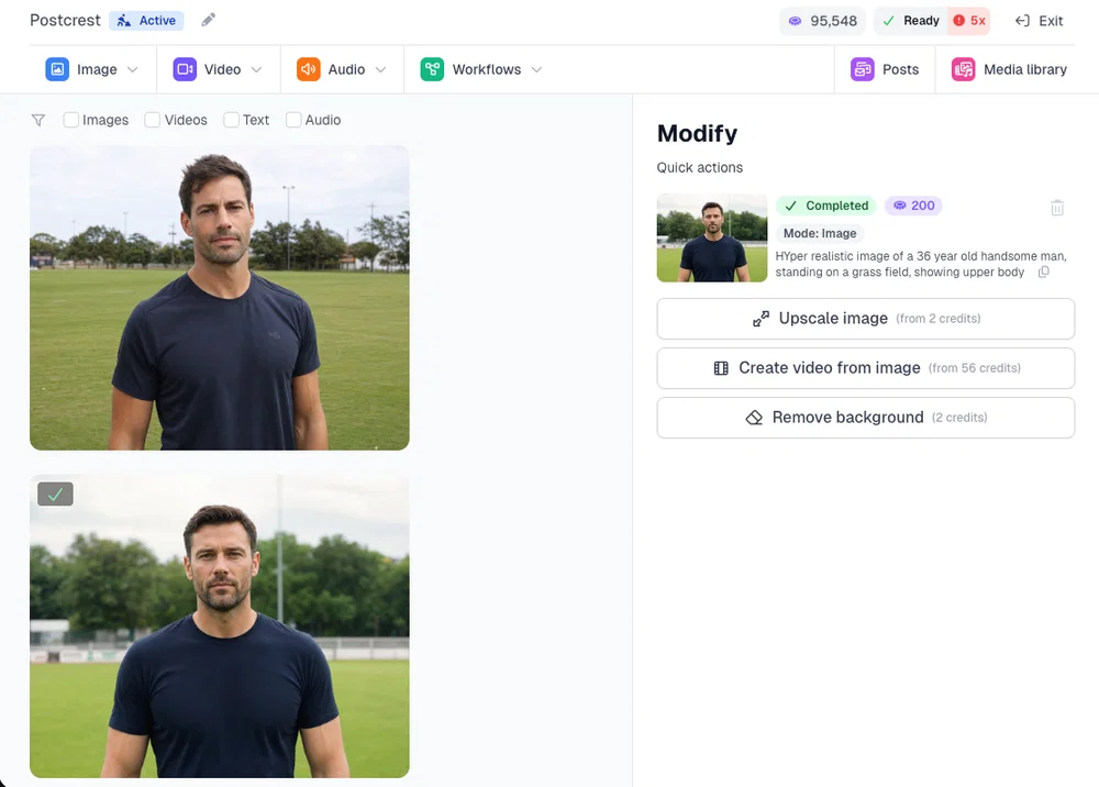 Choose the photo you want to make talk in Postcrest