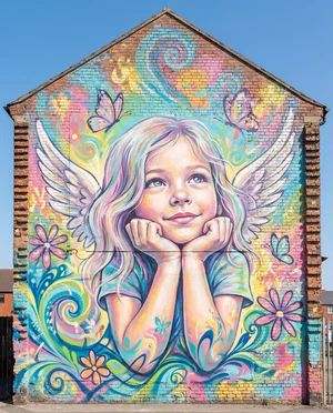 Portrait mural of a child